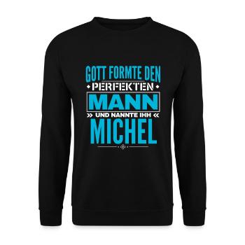 Michel Name Design - Unisex Pullover - Schwarz - Vorne - Alina (178cm) & Michal (187cm)