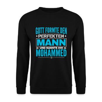 Mohammed Name Design - Unisex Pullover - Schwarz - Vorne - Alina (178cm) & Michal (187cm)