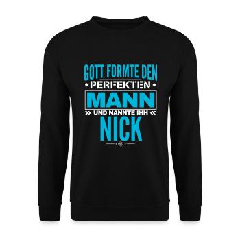 Nick Name Design - Unisex Pullover - Schwarz - Vorne - Alina (178cm) & Michal (187cm)