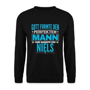 Niels Name Design - Unisex Pullover - Schwarz - Vorne - Alina (178cm) & Michal (187cm)
