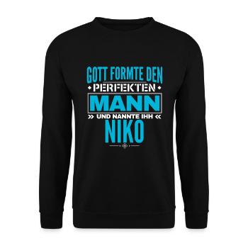 Niko Name Design - Unisex Pullover - Schwarz - Vorne - Alina (178cm) & Michal (187cm)