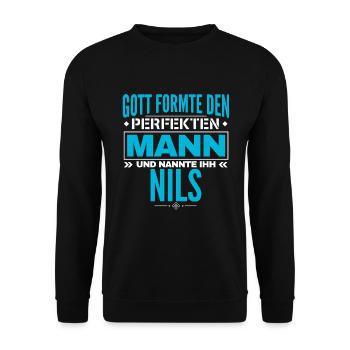 Nils Name Design - Unisex Pullover - Schwarz - Vorne - Alina (178cm) & Michal (187cm)