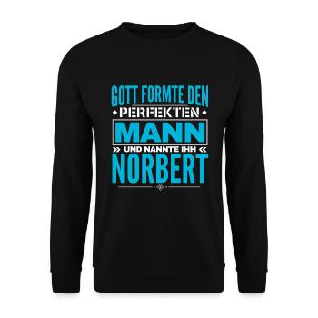 Norbert Name Design - Unisex Pullover - Schwarz - Vorne - Alina (178cm) & Michal (187cm)