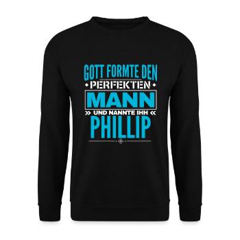 Phillip Name Design - Unisex Pullover - Schwarz - Vorne - Alina (178cm) & Michal (187cm)