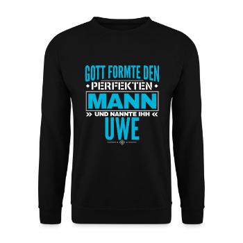 Uwe Name Design - Unisex Pullover - Schwarz - Vorne - Alina (178cm) & Michal (187cm)