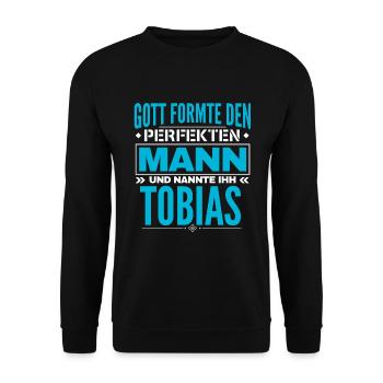 Tobias Name Design - Unisex Pullover - Schwarz - Vorne - Alina (178cm) & Michal (187cm)