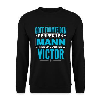 Victor Name Design - Unisex Pullover - Schwarz - Vorne - Alina (178cm) & Michal (187cm)