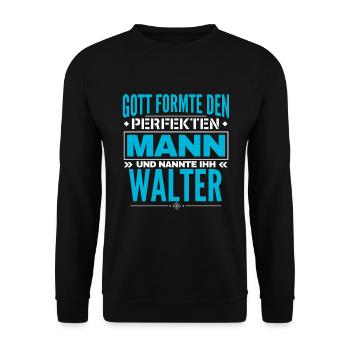 Walter Name Design - Unisex Pullover - Schwarz - Vorne - Alina (178cm) & Michal (187cm)