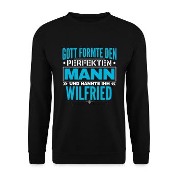 Wilfried Name Design - Unisex Pullover - Schwarz - Vorne - Alina (178cm) & Michal (187cm)