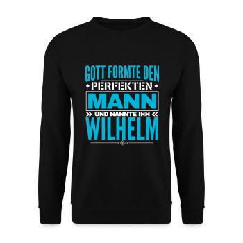 Wilhelm Name Design - Unisex Pullover - Schwarz - Vorne - Alina (178cm) & Michal (187cm)