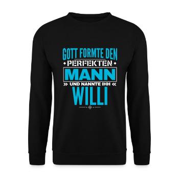 Willi Name Design - Unisex Pullover - Schwarz - Vorne - Alina (178cm) & Michal (187cm)