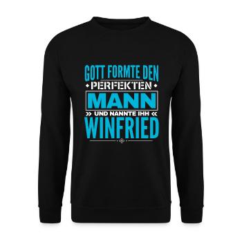Winfried Name Design - Unisex Pullover - Schwarz - Vorne - Alina (178cm) & Michal (187cm)