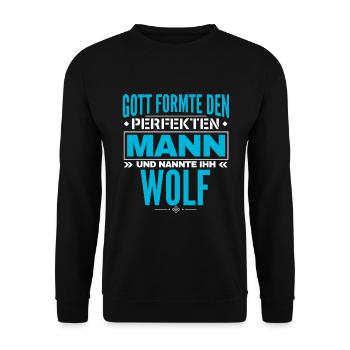 Wolf Name Design - Unisex Pullover - Schwarz - Vorne - Alina (178cm) & Michal (187cm)