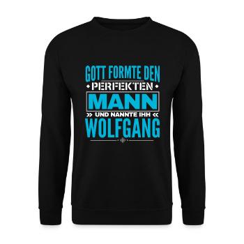 Wolfgang Name Design - Unisex Pullover - Schwarz - Vorne - Alina (178cm) & Michal (187cm)