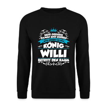 Willi Name Design - Unisex Pullover - Schwarz - Vorne - Alina (178cm) & Michal (187cm)