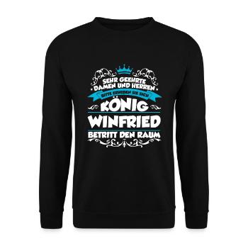 Winfried Name Design - Unisex Pullover - Schwarz - Vorne - Alina (178cm) & Michal (187cm)