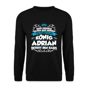 Adrian Name Design - Unisex Pullover - Schwarz - Vorne - Alina (178cm) & Michal (187cm)