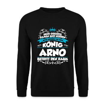 Arno Name Design - Unisex Pullover - Schwarz - Vorne - Alina (178cm) & Michal (187cm)
