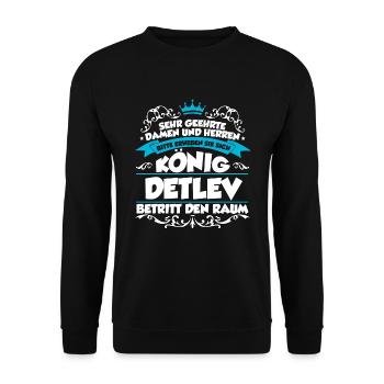 Detlev Name Design - Unisex Pullover - Schwarz - Vorne - Alina (178cm) & Michal (187cm)