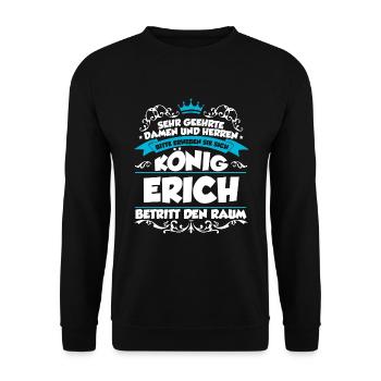 Erich Name Design - Unisex Pullover - Schwarz - Vorne - Alina (178cm) & Michal (187cm)