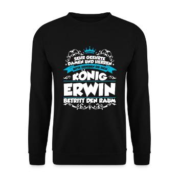Erwin Name Design - Unisex Pullover - Schwarz - Vorne - Alina (178cm) & Michal (187cm)