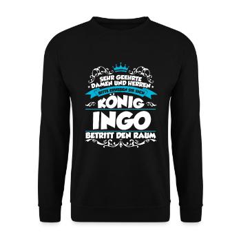 Ingo Name Design - Unisex Pullover - Schwarz - Vorne - Alina (178cm) & Michal (187cm)