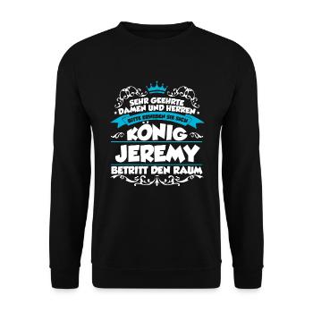 Jeremy Name Design - Unisex Pullover - Schwarz - Vorne - Alina (178cm) & Michal (187cm)