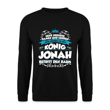 Jonah Name Design - Unisex Pullover - Schwarz - Vorne - Alina (178cm) & Michal (187cm)