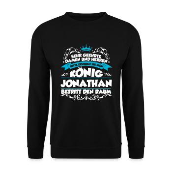 Jonathan Name Design - Unisex Pullover - Schwarz - Vorne - Alina (178cm) & Michal (187cm)