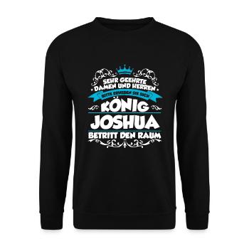 Joshua Name Design - Unisex Pullover - Schwarz - Vorne - Alina (178cm) & Michal (187cm)