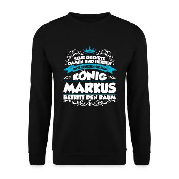 Markus Name Design - Unisex Pullover - Schwarz - Vorne - Alina (178cm) & Michal (187cm)