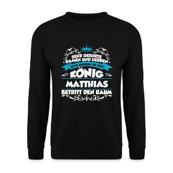 Matthias Name Design - Unisex Pullover - Schwarz - Vorne - Alina (178cm) & Michal (187cm)