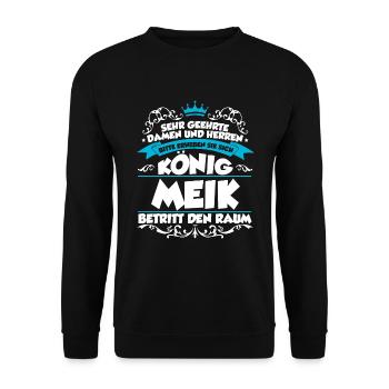 Meik Name Design - Unisex Pullover - Schwarz - Vorne - Alina (178cm) & Michal (187cm)