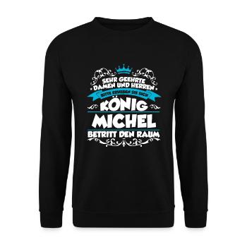 Michel Name Design - Unisex Pullover - Schwarz - Vorne - Alina (178cm) & Michal (187cm)
