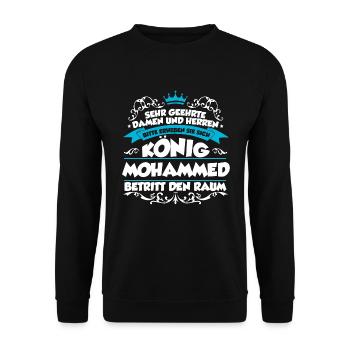 Mohammed Name Design - Unisex Pullover - Schwarz - Vorne - Alina (178cm) & Michal (187cm)