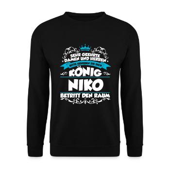 Niko Name Design - Unisex Pullover - Schwarz - Vorne - Alina (178cm) & Michal (187cm)