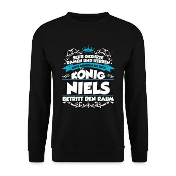 Niels Name Design - Unisex Pullover - Schwarz - Vorne - Alina (178cm) & Michal (187cm)