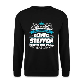 Steffen Name Design - Unisex Pullover - Schwarz - Vorne - Alina (178cm) & Michal (187cm)