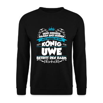 Uwe Name Design - Unisex Pullover - Schwarz - Vorne - Alina (178cm) & Michal (187cm)