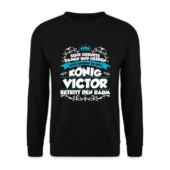 Victor Name Design - Unisex Pullover - Schwarz - Vorne - Alina (178cm) & Michal (187cm)
