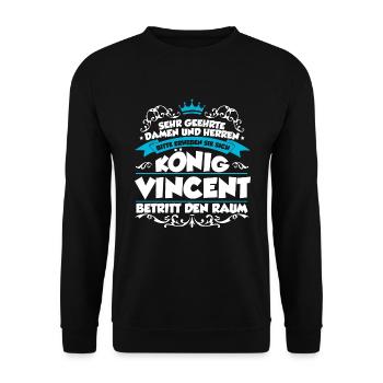 Vincent Name Design - Unisex Pullover - Schwarz - Vorne - Alina (178cm) & Michal (187cm)