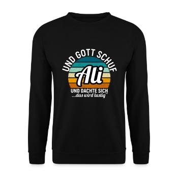 André - Unisex Pullover - Schwarz - Vorne - Alina (178cm) & Michal (187cm)