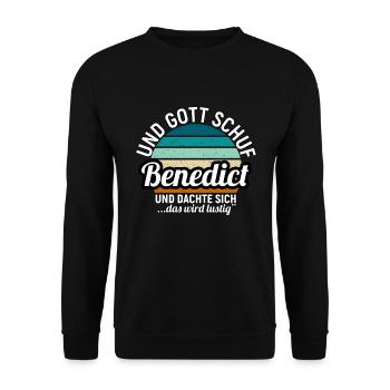 Benjamin - Unisex Pullover - Schwarz - Vorne - Alina (178cm) & Michal (187cm)