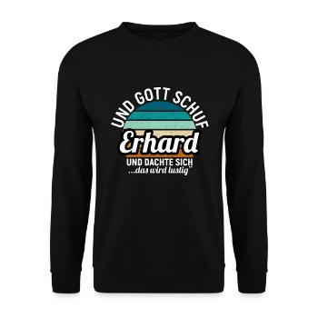 Erich - Unisex Pullover - Schwarz - Vorne - Alina (178cm) & Michal (187cm)