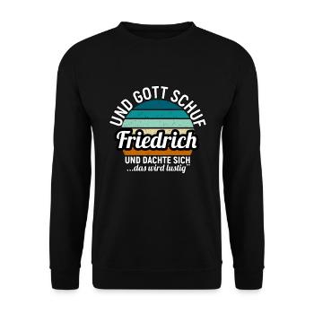 Friedrich - Unisex Pullover - Schwarz - Vorne - Alina (178cm) & Michal (187cm)