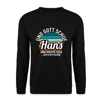 Hans - Unisex Pullover - Schwarz - Vorne - Alina (178cm) & Michal (187cm)