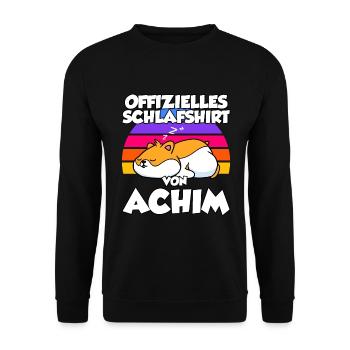 Offizielles Schlafshirt Von Achim - Unisex Pullover - Schwarz - Vorne - Alina (178cm) & Michal (187cm)
