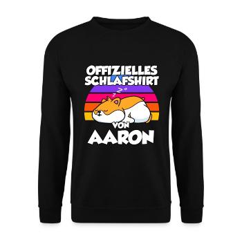 Offizielles Schlafshirt Von Aaron - Unisex Pullover - Schwarz - Vorne - Alina (178cm) & Michal (187cm)