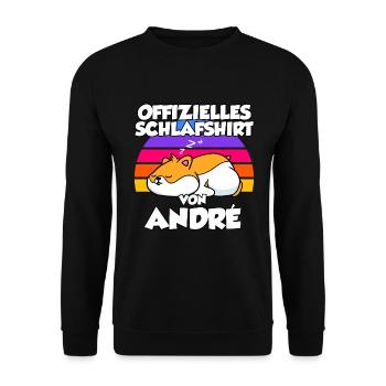 Offizielles Schlafshirt Von André - Unisex Pullover - Schwarz - Vorne - Alina (178cm) & Michal (187cm)