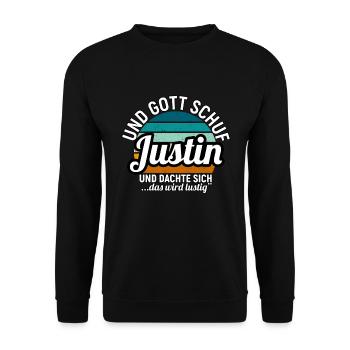 Justin - Unisex Pullover - Schwarz - Vorne - Alina (178cm) & Michal (187cm)